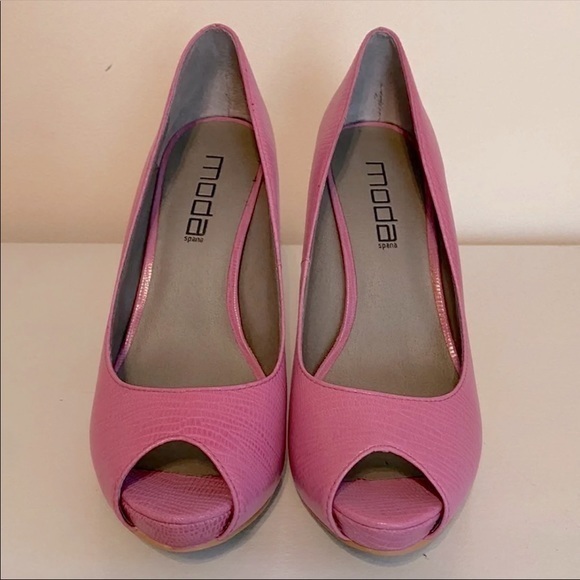 Moda Spana Peep Toe Pink Heels Shoes - Picture 4 of 9